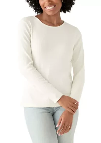 Women's Long Sleeve Envelope Button T-Shirt
