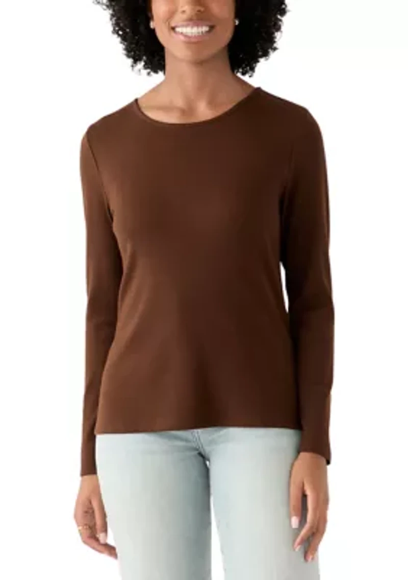 Women's Long Sleeve Envelope Button T-Shirt