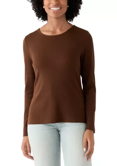 Women's Long Sleeve Envelope Button T-Shirt