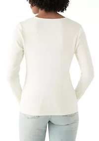 Women's Long Sleeve Envelope Button T-Shirt