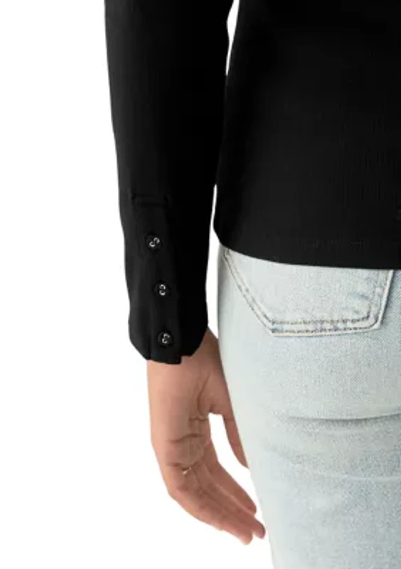 Women's Long Sleeve Envelope Button T-Shirt