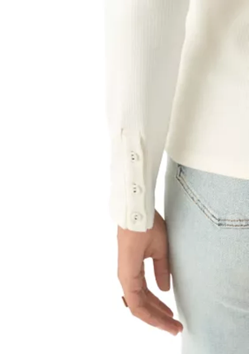 Women's Long Sleeve Envelope Button T-Shirt