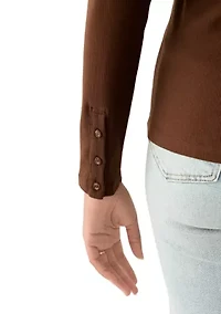 Women's Long Sleeve Envelope Button T-Shirt