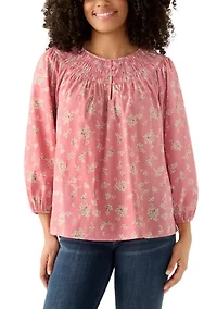 Women's Long Sleeve Woven Peasant Top