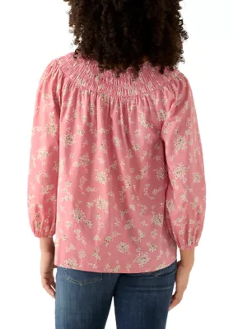 Women's Long Sleeve Woven Peasant Top