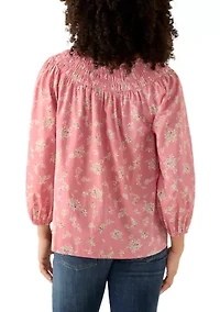 Women's Long Sleeve Woven Peasant Top