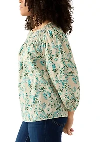 Women's Long Sleeve Woven Peasant Top