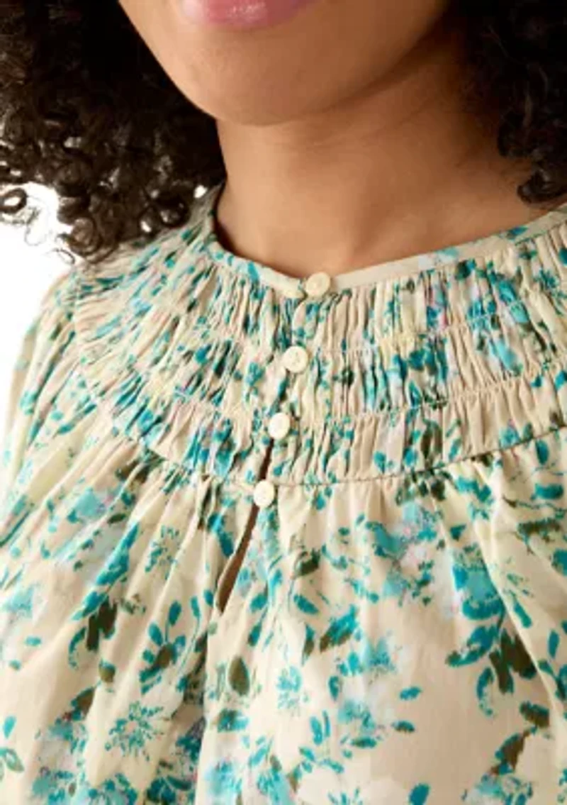 Women's Long Sleeve Woven Peasant Top