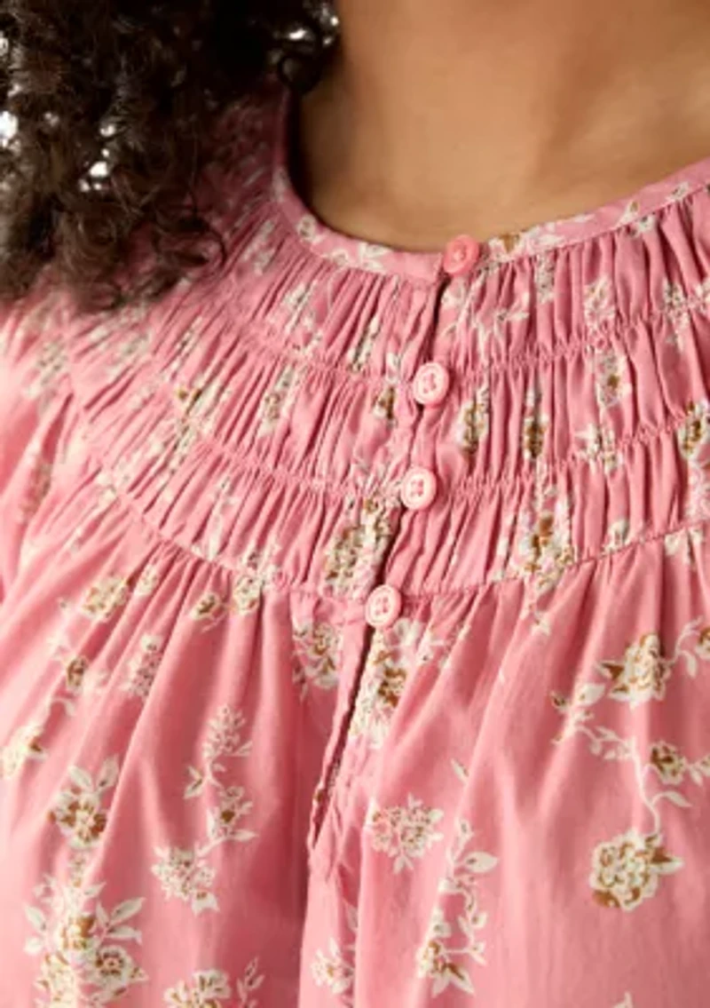 Women's Long Sleeve Woven Peasant Top