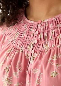 Women's Long Sleeve Woven Peasant Top