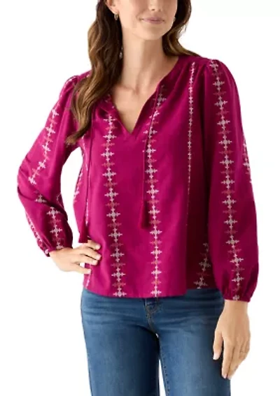 Women's Embroidered Peasant Top