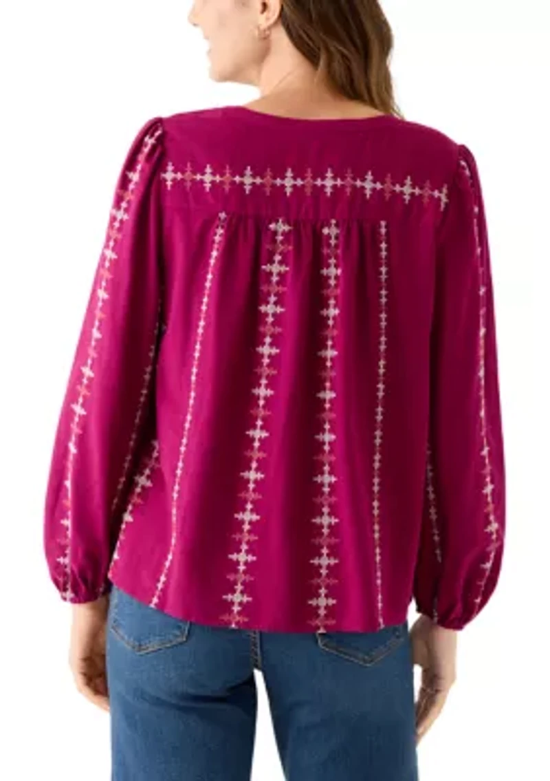 Women's Embroidered Peasant Top