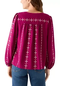 Women's Embroidered Peasant Top