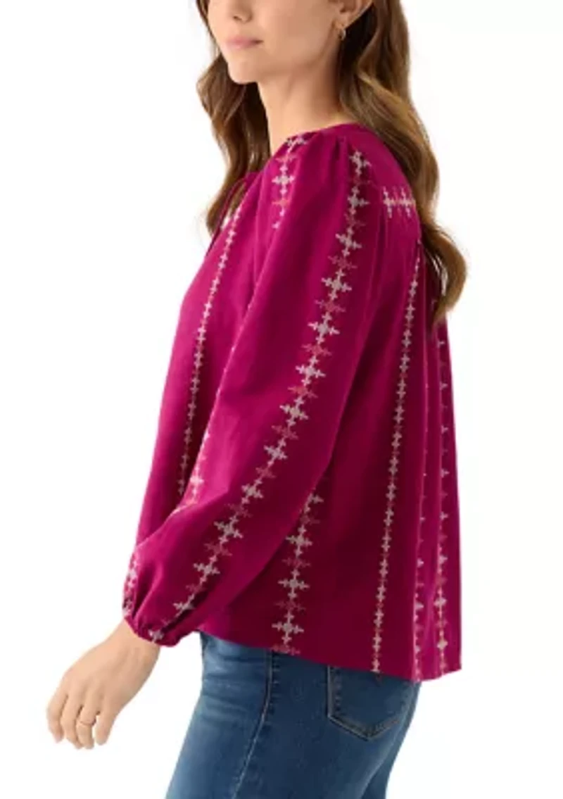 Women's Embroidered Peasant Top