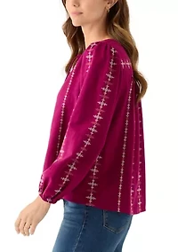 Women's Embroidered Peasant Top
