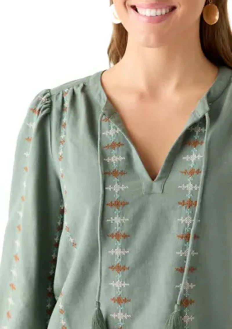 Women's Embroidered Peasant Top