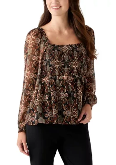 Women's Long Sleeve Smocked Tunic