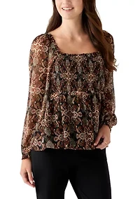 Women's Long Sleeve Smocked Tunic