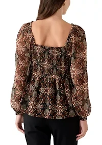 Women's Long Sleeve Smocked Tunic