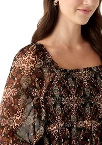 Women's Long Sleeve Smocked Tunic