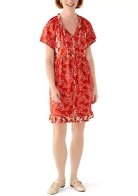 Women's Flutter  Sleeve Mixed Print Dress