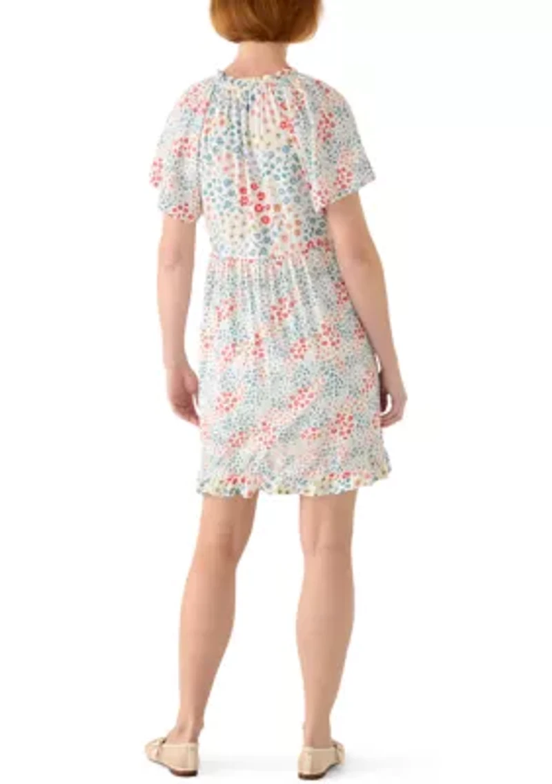 Women's Long Sleeve Mixed Print Dress