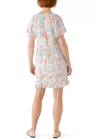 Women's Long Sleeve Mixed Print Dress