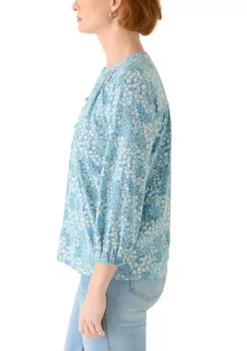 Women's Long Sleeve Split Neck Popover Top