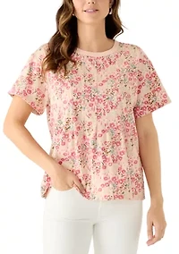 Women's Printed Pleated T-Shirt