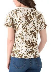 Women's Printed Pleated T-Shirt