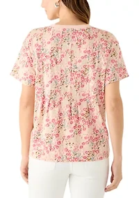 Women's Printed Pleated T-Shirt