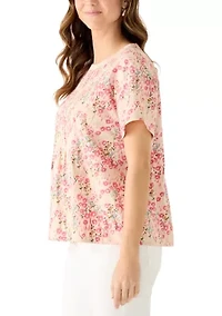 Women's Printed Pleated T-Shirt
