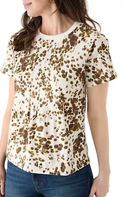 Women's Printed Pleated T-Shirt