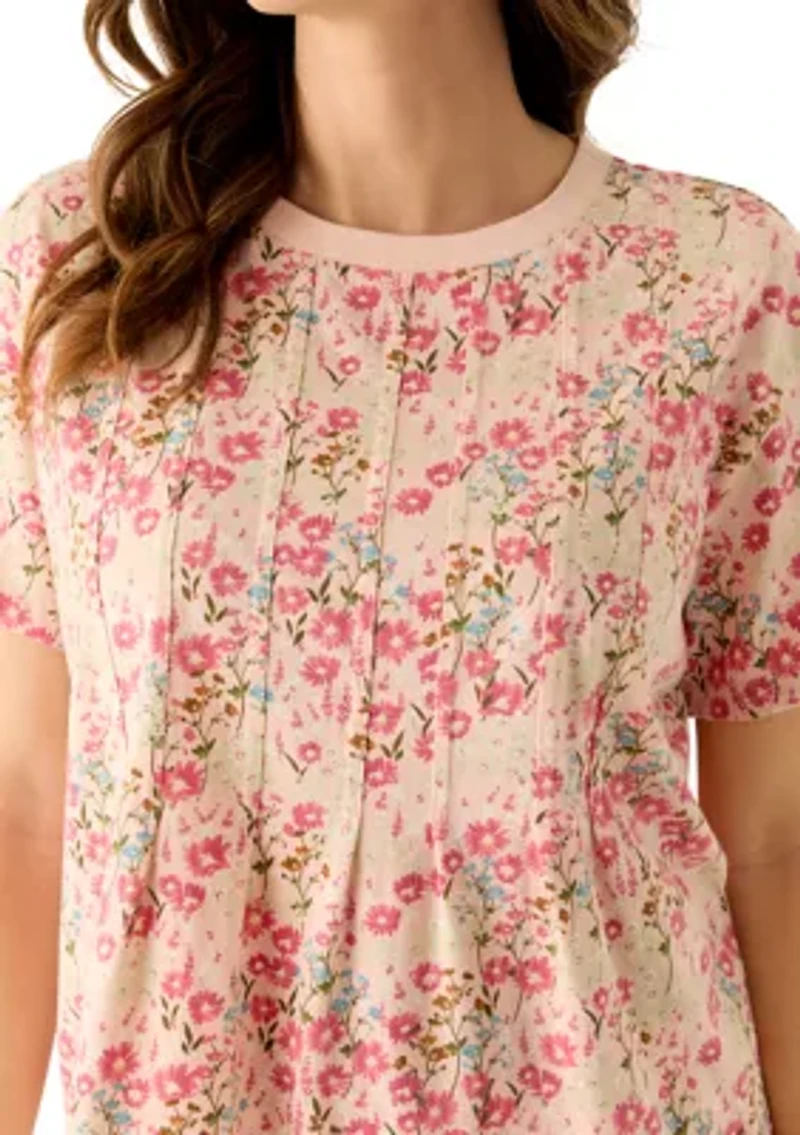 Women's Printed Pleated T-Shirt