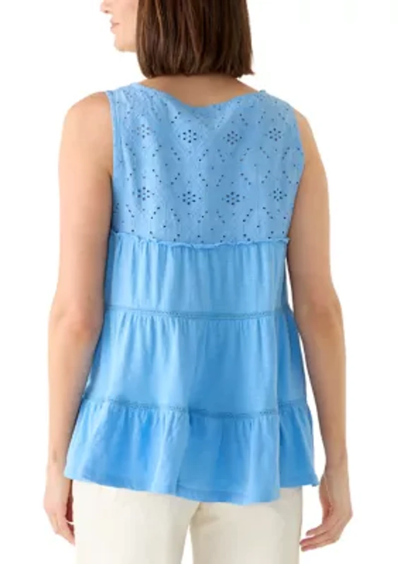 Women's Lace Ruffle Tiered Tunic Top