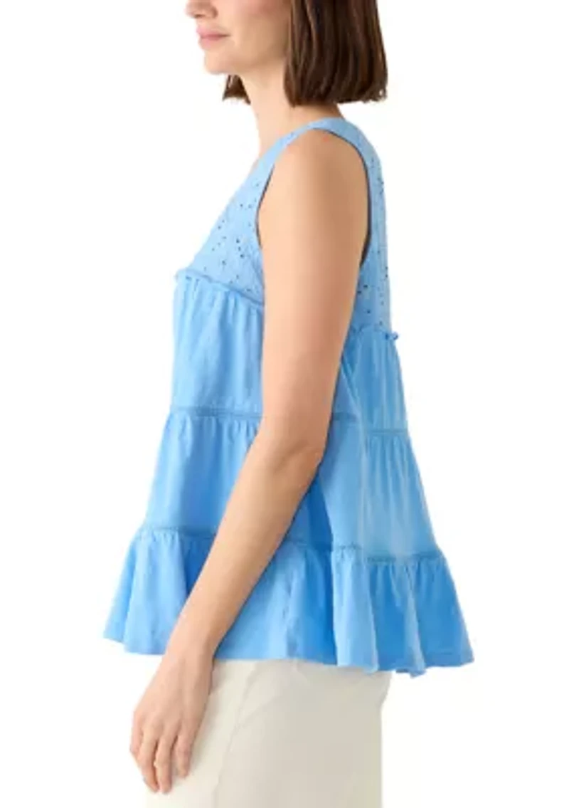 Women's Lace Ruffle Tiered Tunic Top