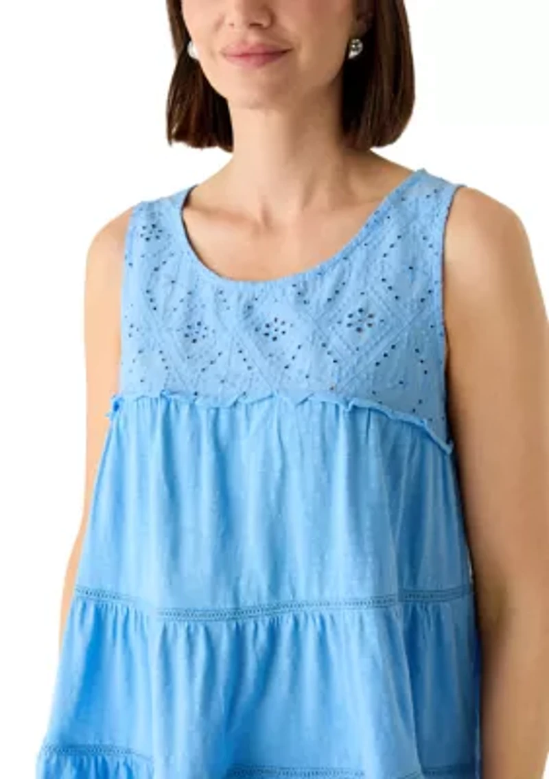 Women's Lace Ruffle Tiered Tunic Top