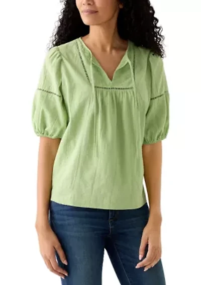 Women's 3/4 Sleeve Embellished Peasant Blouse