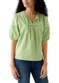 Women's 3/4 Sleeve Embellished Peasant Blouse
