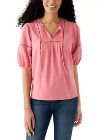 Women's 3/4 Sleeve Embellished Peasant Blouse