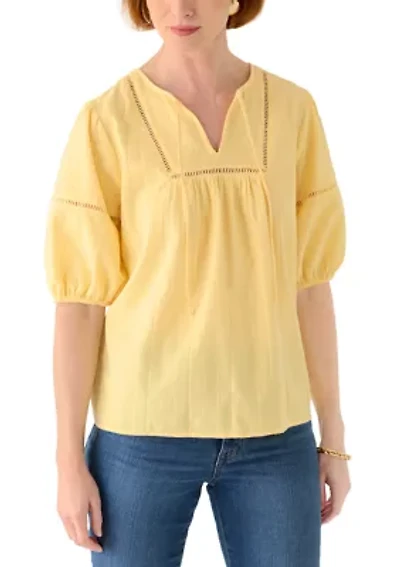 Women's 3/4 Sleeve Embellished Peasant Blouse
