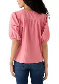 Women's 3/4 Sleeve Embellished Peasant Blouse