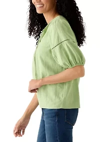 Women's 3/4 Sleeve Embellished Peasant Blouse