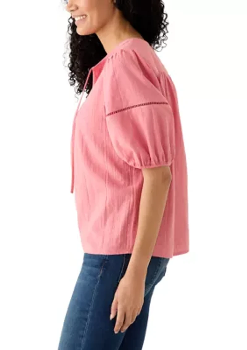 Women's 3/4 Sleeve Embellished Peasant Blouse