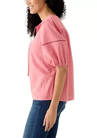 Women's 3/4 Sleeve Embellished Peasant Blouse