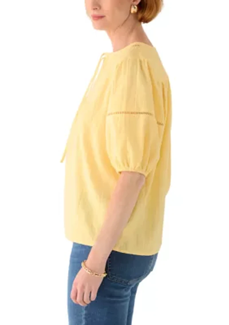 Women's 3/4 Sleeve Embellished Peasant Blouse