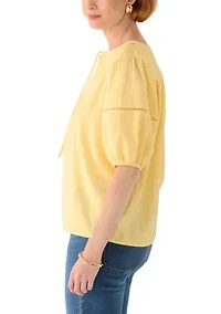 Women's 3/4 Sleeve Embellished Peasant Blouse