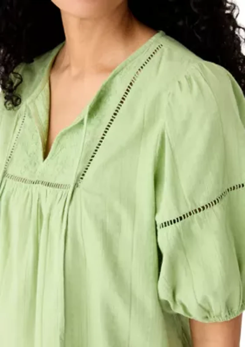 Women's 3/4 Sleeve Embellished Peasant Blouse