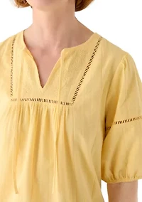 Women's 3/4 Sleeve Embellished Peasant Blouse