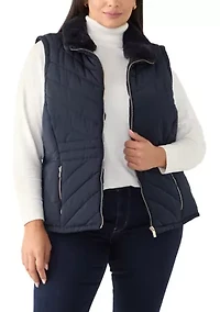 Plus Faux Fur Trim Vest